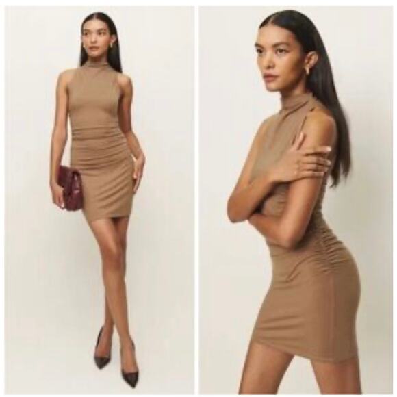 Reformation Jana Knit Mini Dress - Nutty Brown - Size Medium - Picture 1 of 7